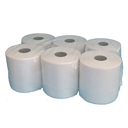 6 Handtuchrollen Papierhandtuchrollen Papierrollen Putztücher Handtuchpapier Putzrollen Recycling Tissue Natur weiß MIDI Rollen 1-lagig 20cm breit 300m auf Rolle von Pro DP