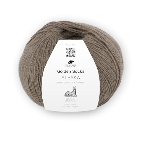 Pro Lana Golden Socks Alpaka, 100 g/390 m, 70% Alpaka, 30% Polyamid, 4-fädig, superweiche Sockenwolle (12 braun mel.) von PRO LANA