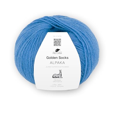 Pro Lana Golden Socks Alpaka, 100 g/390 m, 70% Alpaka, 30% Polyamid, 4-fädig, superweiche Sockenwolle (51 blau) von Pro Lana