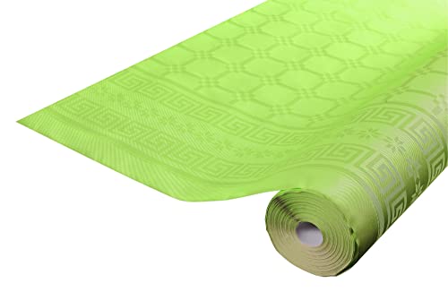 Pronappe Tischdecke R480635I 12er Pack Einweg-Tischdecken aus Damastpapier Länge 6m Breite 1,20m (pro Rolle) Farbe Kiwigrün Damastpapier mit universellem Muster schick und klassisch von Pro Nappe