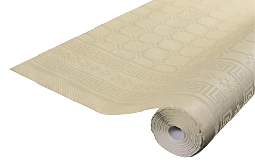 Pronappe Tischdecke R480668I 12er Pack Einweg-Tischdecken aus Damastpapier Länge 6m Breite 1,20m (pro Rolle) Farbe Beige Damastpapier mit universellem Muster schick und klassisch von Pro Nappe