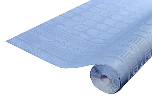 Pronappe Tischdecke R480615I 12er Pack Einweg-Tischdecken aus Damastpapier Länge 6m Breite 1,20m (pro Rolle) Farbe hellblau Damastpapier mit universellem Muster schick und klassisch von Pro Nappe