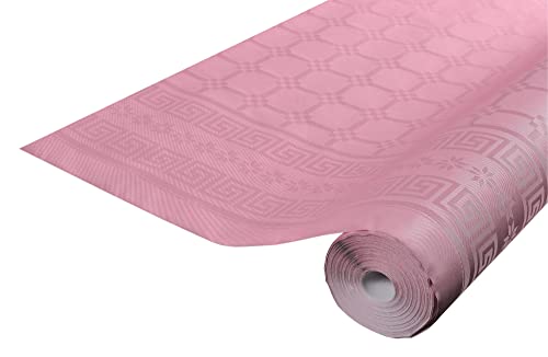 Pronappe Tischdecke R480686I 12er Pack Einweg-Tischdecken aus Damastpapier Länge 6m Breite 1,20m (pro Rolle) Farbe Puderrosa Damastpapier mit universellem Muster schick und klassisch von Pro Nappe