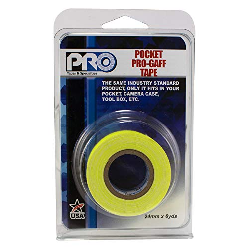 Pro Tapes 306GB16MFLYEL1 PRO Pocket Gaffer-Klebeband, 2,5 cm x 6 m, fluoreszierendes Gelb von Pro