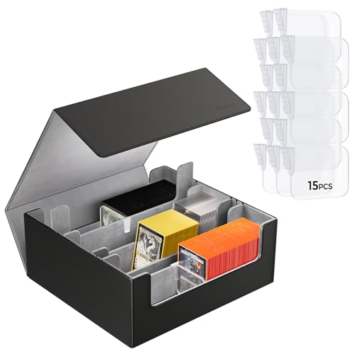 ProCase 3 Slot Sammelkarten-Aufbewahrungsbox, Magnetverschluss Deck Box für Magnetkartenhalter, MTG, TCG, Toploader, Yugioh, Sportkarten mit verstellbaren Fächern -Schwarzgrau von ProCase