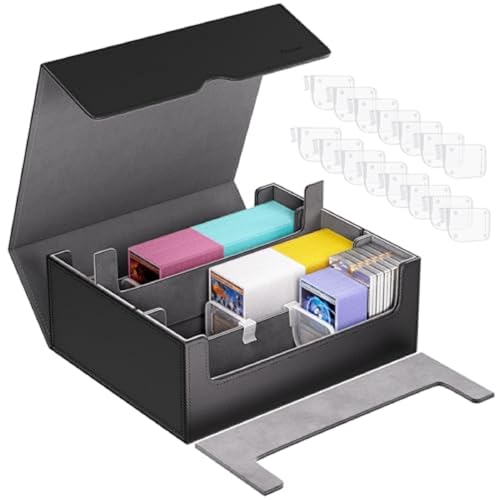 ProCase 3 Slot Sammelkarten-Aufbewahrungsbox, Magnetverschluss Deck Box für Magnetkartenhalter, MTG, TCG, Toploader, Yugioh, Sportkarten mit verstellbaren Fächern -Schwarzgrau von ProCase