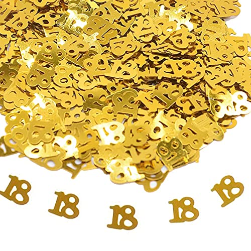 18. Geburtstag Jubiläum Konfetti goldene,Zahlenkonfetti Tischdeko Streudeko,Streudeko für Geburtstagsfeier, Motto-Party,Geburtstags Zahlen-Konfetti,Glitter Geburtstags-Deko, Gold von Probuk