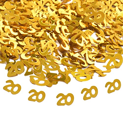 20. Geburtstag Jubiläum Konfetti goldene,Zahlenkonfetti Tischdeko Streudeko,Streudeko für Geburtstagsfeier, Motto-Party,Geburtstags Zahlen-Konfetti,Glitter Geburtstags-Deko, Gold von Probuk