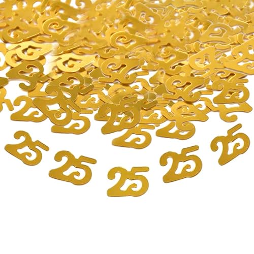 25. Geburtstag Jubiläum Konfetti goldene,Zahlenkonfetti Tischdeko Streudeko,Streudeko für Geburtstagsfeier, Motto-Party,Geburtstags Zahlen-Konfetti,Glitter Geburtstags-Deko, Gold von Probuk