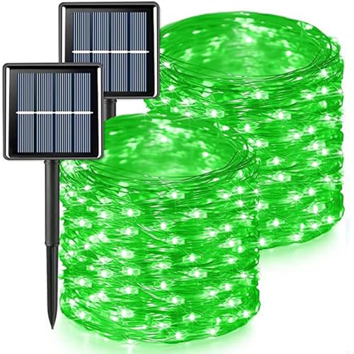 Probuk Solar Lichterkette Aussen, 2x12M 100 LED Lichterkette Außen Solar,8 Modi IP65 Wasserdicht Kupferdraht Lichterkette,Solar-Lichterkette für Innen- und Außenbereich, Terrasse,Party(Grün) von Probuk