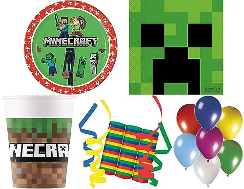 140-tlg. Set Kindergeburtstag Party Feier Fete Deko Motto Minecraft von Procos