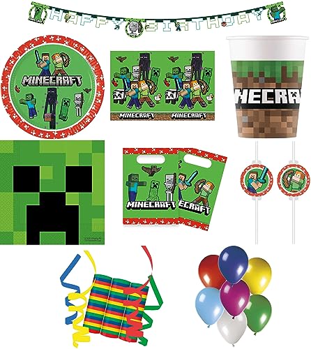 158-tlg. Set Kindergeburtstag Party Feier Fete Deko Motto Minecraft von Procos