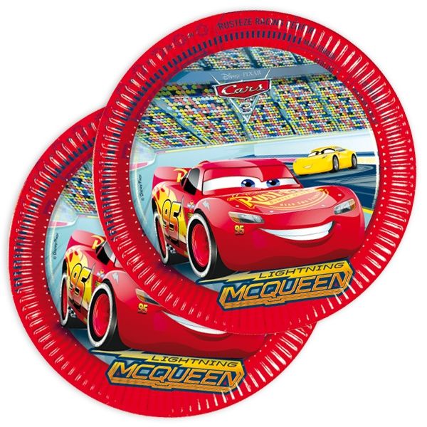 Cars 3 Partyteller aus Pappe im 8er Pack, Teller mit Rennwagen, 23cm von Procos