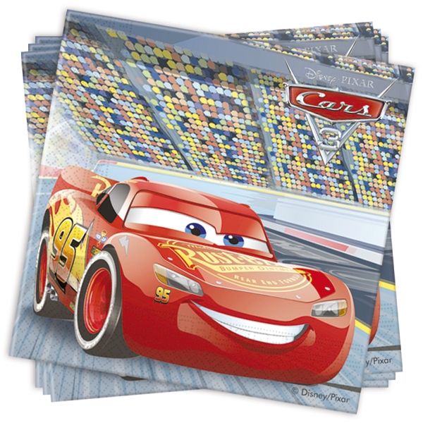 Cars 3 Servietten 20 Stück, 33cm, Rennwagen-Papierservietten, 2lag. von Procos