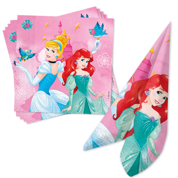 Disney Princess Servietten, 33x33cm, 20 Stück, Geburtstag Prinzessinnen von Procos