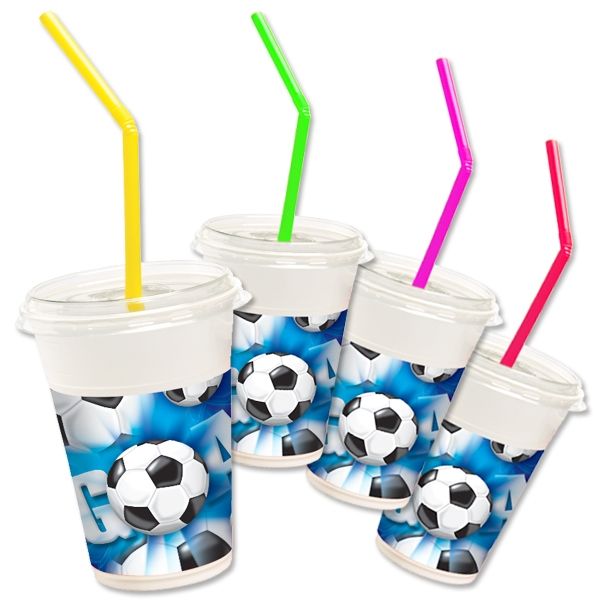 Fußball-Milchshake Becher 12er Pack Fußball Tisch-Deko Geburtstag von Procos