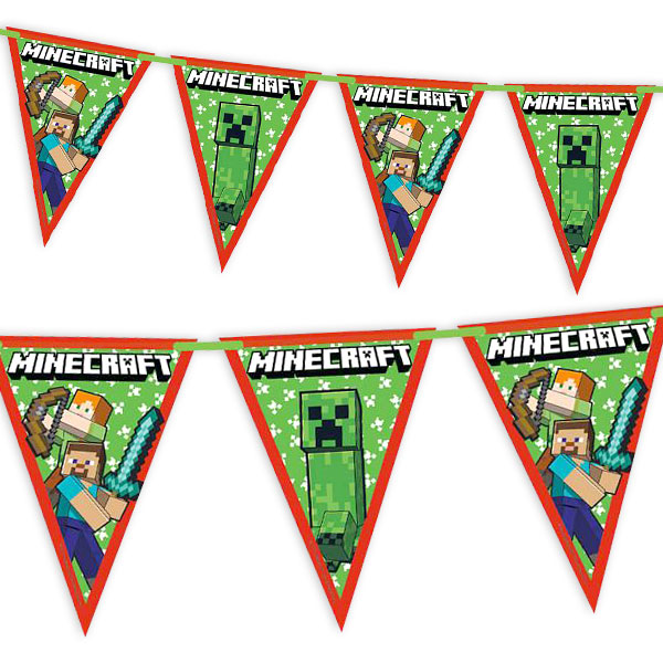 Minecraft Wimpelkette mit 8 Wimpeln, Pappe, 2,3m von Procos