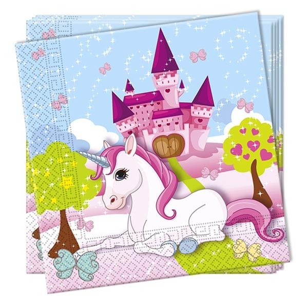 Papierservietten mit süßem Einhorn, märchenhaftes 20er Pack, 33cm von Procos