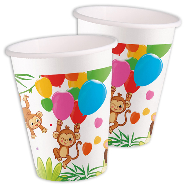 Partybecher Dschungelparty im 8er Pack, 200ml, Dschungeltiere Tischdeko von Procos