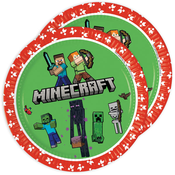 Partyteller Minecraft im 8er Pack, Ø 23cm, Minecraft Tischdeko von Procos