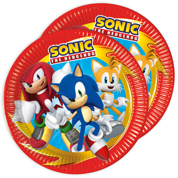 Partyteller Sonic the Hedgehog im 8er Pack, Ø 23cm, Sonic Tischdeko von Procos