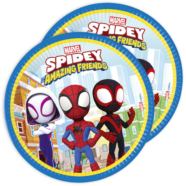 Partyteller Spidey im 8er Pack, Ø 23cm, Spiderman Tischdeko von Procos