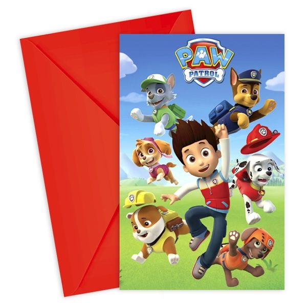 Paw Patrol Einladungskarten, 6er Pck + Umschläge von Procos