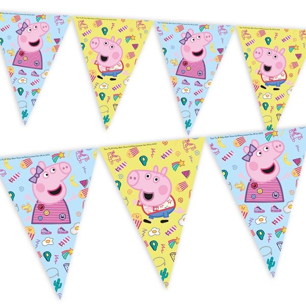 Peppa Pig Flaggenbanner, Peppa Wutz Wimpelkette aus Folie, 2,3m von Procos