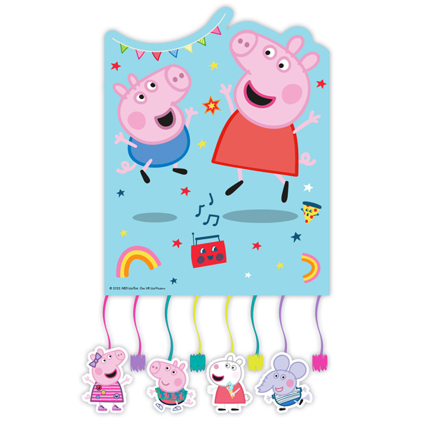 Peppa Pig Zugpinata aus Pappe mit 8 Bändern, 21cm x 27cm von Procos