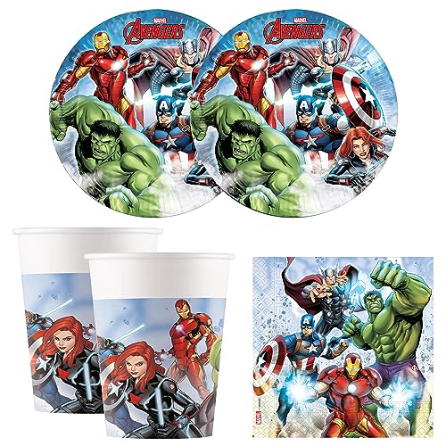 Procos 10215304DY - Party Set Avengers Infinity Stones, 52-teiliges Einweggeschirr für Kindergeburtstag und Mottoparty, Tischdeko von Procos