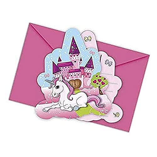 Procos 85675 - Einladungskarten mit Umschlägen Unicorn, 6 Stück, Kindergeburtstag von Procos