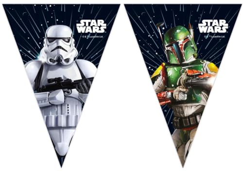 Procos - 9 Star Wars Galaxy Dreiecksflaggen aus FSC Papier, weiß, PR93883 von Procos