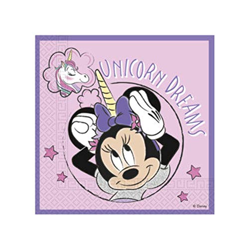 Procos 90992 Disney Servietten, 20 St, Minnie Mouse, Einhorn, Unicorn, kompostierbar von Procos