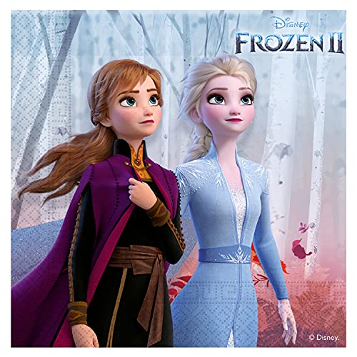 Procos 91820 - Papier-Servietten Frozen 2, 25x25 cm, Anna und Elsa, Kindergeburtstag, Party-Geschirr von Procos