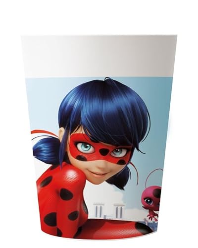 Procos 92858 - Mehrwegbecher Miraculous Ladybug, 2 Stück, Fassungsvermögen 230 ml, wiederverwendbar, Partygeschirr von Procos