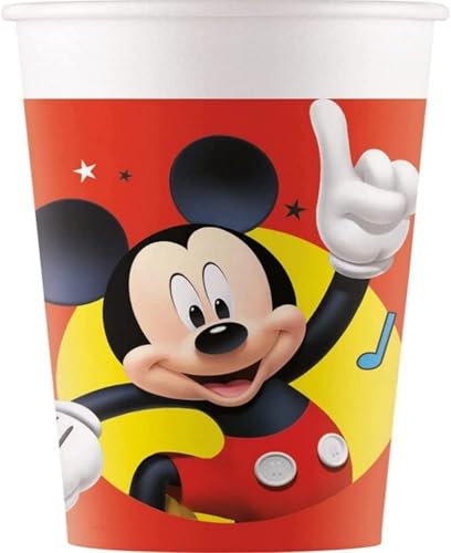 Procos 93473 - Party-Becher Playful Mickey, max. Füllmenge 200 ml, 8 Stück, Einwegbecher aus Papier, Kindergeburtstag, Party-Geschirr, FSC® Mix von Procos