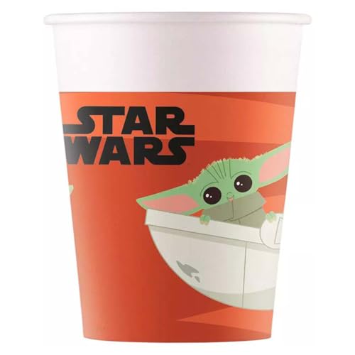 Procos 93481 - Party-Becher Star Wars Mandalorian, max. Füllmenge 200 ml, 8 Stück, Einwegbecher aus Papier, Kindergeburtstag, Party-Geschirr, FSC® Mix von Procos