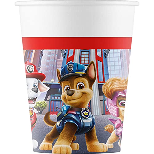 Procos 93508 - Party-Becher Paw Patrol The Movie, max. Füllmenge 200 ml, 8 Stück, Einwegbecher aus Papier, Kindergeburtstag, Party-Geschirr, FSC® Mix von Procos