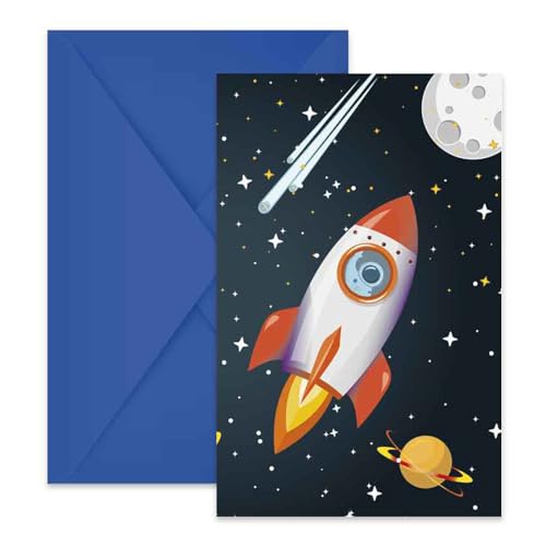 Procos - Einladungen mit Umschlag Rakete Astronave Rocket Space Party aus FSC-Papier, 6 Stück, PR93741 von Procos