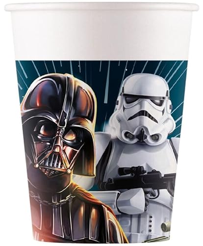 Procos - Papierbecher FSC Star Wars Galaxy (200 ml), 8 Stück, mehrfarbig, 93880 von Procos