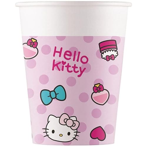 Procos - Pappbecher FSC Hello Kitty Fashion Stylish (200ml), 8 Stück, rosa, 94700 von Procos