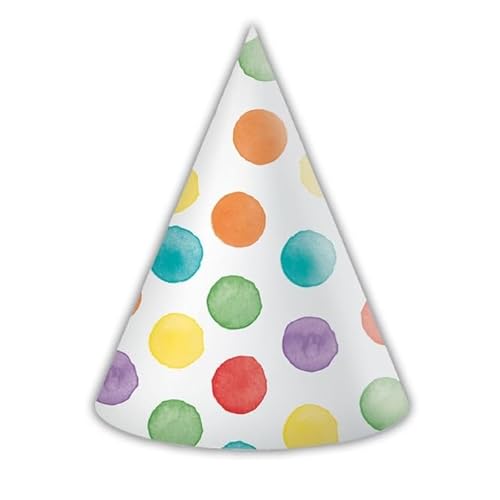 Procos - Partyhüte mit Punkten, Multicolor Multiwatercolor Dots aus FSC-Papier, 6 Stück, PR93040 von Procos