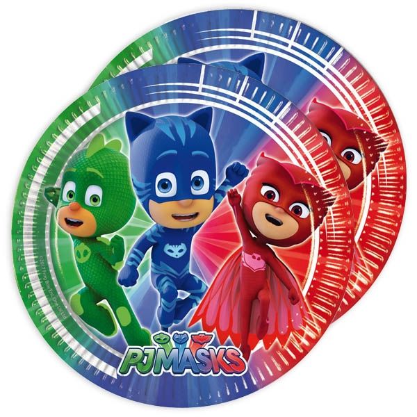 Pyjamahelden Partyteller für PJ Masks Geburtstag, 8 Stk. 22,5cm von Procos