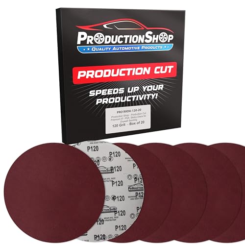 ProductionShop Premium Schleifscheiben, Körnung 120, Rot, 22,9 cm, 20 Stück, ohne Loch, Klett-Rückseite, Schleifpapier für Trockenbau-Kraftschleifer, grob geschnittenes Schleifmittel – von ProductionShop