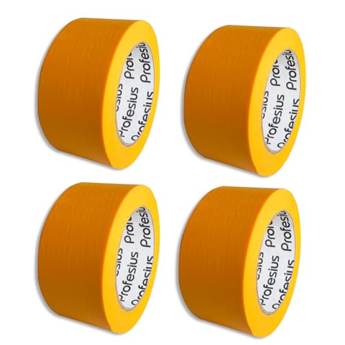 Profesius 4 Rollen 50mm x 50m Goldband Malerkrepp Abdeckband Klebeband Washi Tape | Präzise Farbkanten beim Streichen und Lackieren | für glatte und strukturierte Untergründe Malerband-Klebeband von Profesius