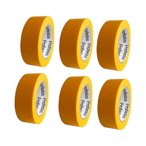 Profesius 6 Rollen 38mm x 50m Goldband Malerkrepp Abdeckband Klebeband Washi Tape | Präzise Farbkanten beim Streichen und Lackieren | für glatte und strukturierte Untergründe Malerband-Klebeband von Profesius