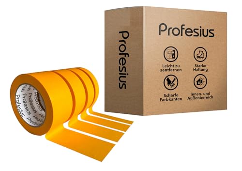 Profesius Goldband Malerkrepp Abdeckband Klebeband Washi Tape | Präzise Farbkanten beim Streichen und Lackieren | für glatte und strukturierte Untergründe Malerband-Klebeband (1, 50mm x 50m) von Profesius