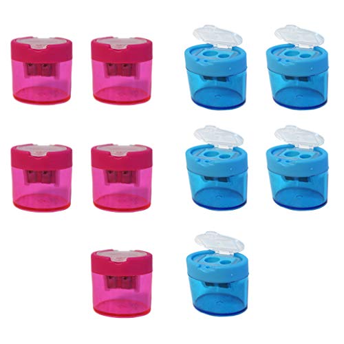 Projects Spitzer mit Dose für dicke und dünne Stifte Spar Set 10 Stück rosa blau | Doppelspitzer mit Behälter Bleistift Anspitzer dicke Buntstifte | Dosenspitzer Kinder Spitzer mit Dose Kinder von Projects