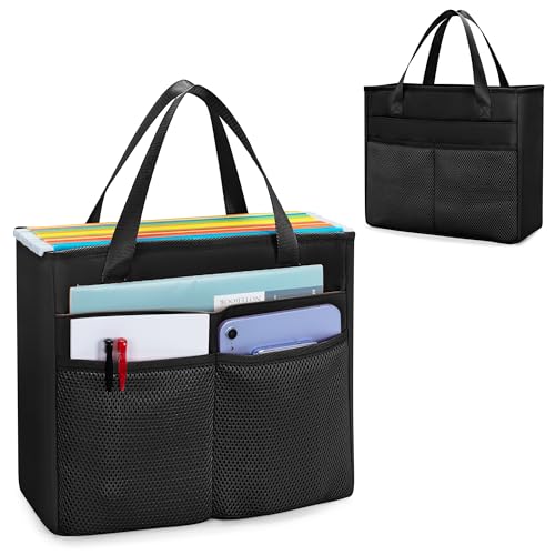 Prokva Hängende Akten Organizer Tasche, Hängemappen Box, Mobile Büro Archivtasche für Letter-Format Datei Ordner, Aktentasche für Hängeregister, Schwarz (Leere Tasche) von Prokva