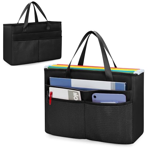 Prokva Händemappen Organizer Tasche A4, Reise Hängemappenbox mit Griff, Tragbar Faltbar Hängeregister Box, Tragbares Büro Organizer, Schwarz (Leere Tasche) von Prokva